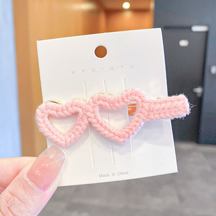 Wholesale candy-colored woolen bowknot fabric Hair Clips JDC-HC-i327 Hair Clips JoyasDeChina 1# pink love Wholesale Jewelry JoyasDeChina Joyas De China