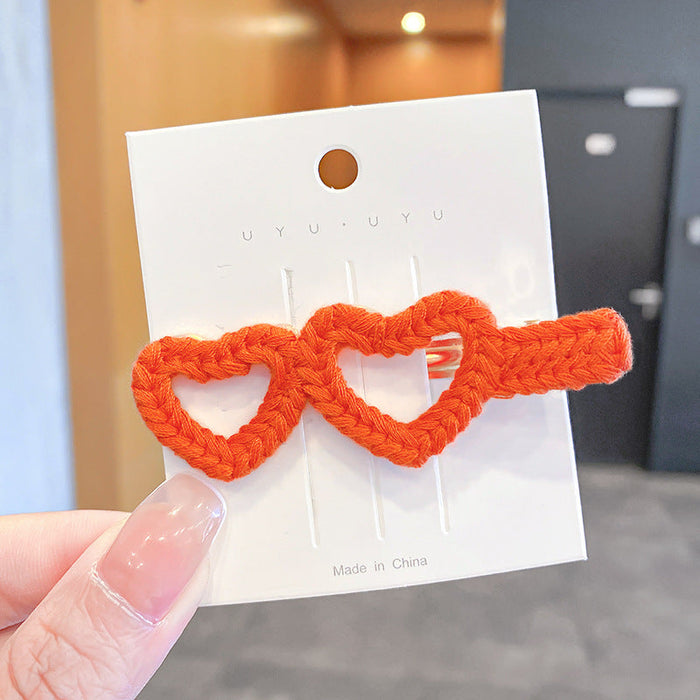 Wholesale candy-colored woolen bowknot fabric Hair Clips JDC-HC-i327 Hair Clips JoyasDeChina 14# orange love. Wholesale Jewelry JoyasDeChina Joyas De China