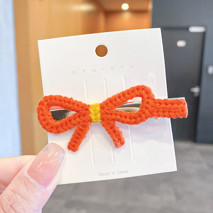 Wholesale candy-colored woolen bowknot fabric Hair Clips JDC-HC-i327 Hair Clips JoyasDeChina 15# orange bow. Wholesale Jewelry JoyasDeChina Joyas De China