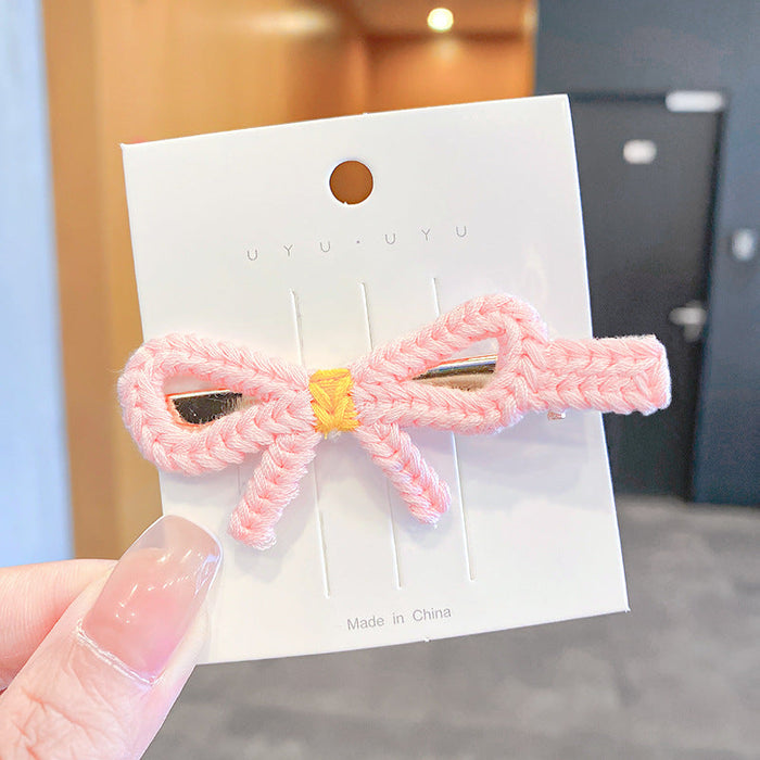 Wholesale candy-colored woolen bowknot fabric Hair Clips JDC-HC-i327 Hair Clips JoyasDeChina 3# pink bow Wholesale Jewelry JoyasDeChina Joyas De China