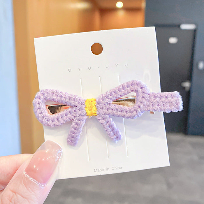 Wholesale candy-colored woolen bowknot fabric Hair Clips JDC-HC-i327 Hair Clips JoyasDeChina 6# Purple Bow Wholesale Jewelry JoyasDeChina Joyas De China