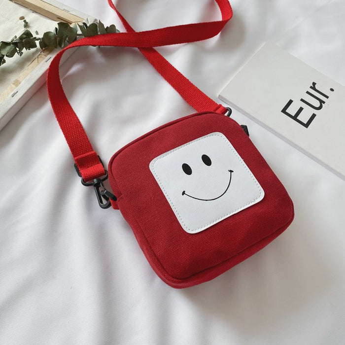 Wholesale Canvas Smiley Cute Messenger Bag JDC-SD-KR045 Shoulder Bags 坤然 red Wholesale Jewelry JoyasDeChina Joyas De China
