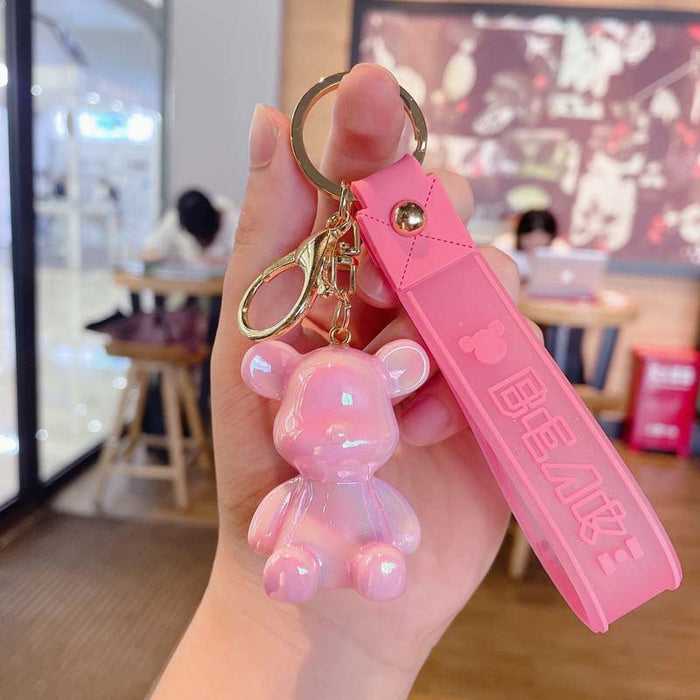 Wholesale Cartoon Acrylic Metal Keychain JDC-KC-JG142 Keychains 金葛 pink OPP packaging Wholesale Jewelry JoyasDeChina Joyas De China