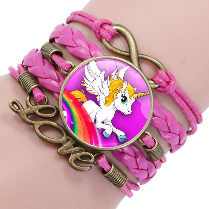 Wholesale Cartoon Alloy Artificial Leather Glass Time Gemstone Braided Bracelet JDC-BT-NingX007 Bracelet 柠祥 12026603 Wholesale Jewelry JoyasDeChina Joyas De China