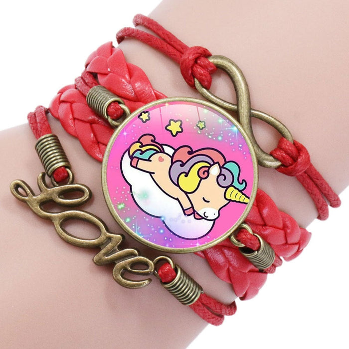 Wholesale Cartoon Alloy Artificial Leather Glass Time Gemstone Braided Bracelet JDC-BT-NingX007 Bracelet 柠祥 12026606 Wholesale Jewelry JoyasDeChina Joyas De China