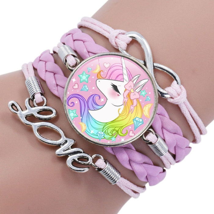 Wholesale Cartoon Alloy Artificial Leather Glass Time Gemstone Braided Bracelet JDC-BT-NingX007 Bracelet 柠祥 Wholesale Jewelry JoyasDeChina Joyas De China