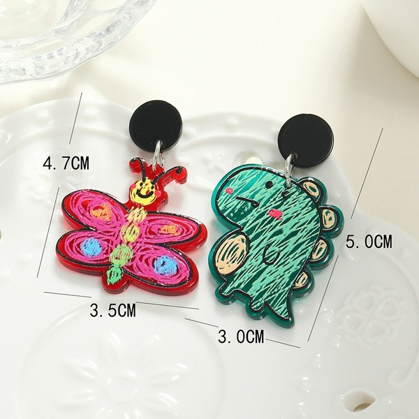 Wholesale cartoon asymmetric acrylic Earrings JDC-ES-KQ124 Earrings JoyasDeChina Wholesale Jewelry JoyasDeChina Joyas De China