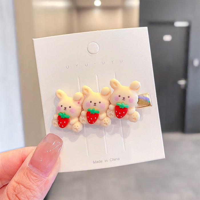 Wholesale cartoon bear bunny plastic Hair Clips JDC-HC-i318 Hair Clips JoyasDeChina 3#Strawberry Bunny Wholesale Jewelry JoyasDeChina Joyas De China