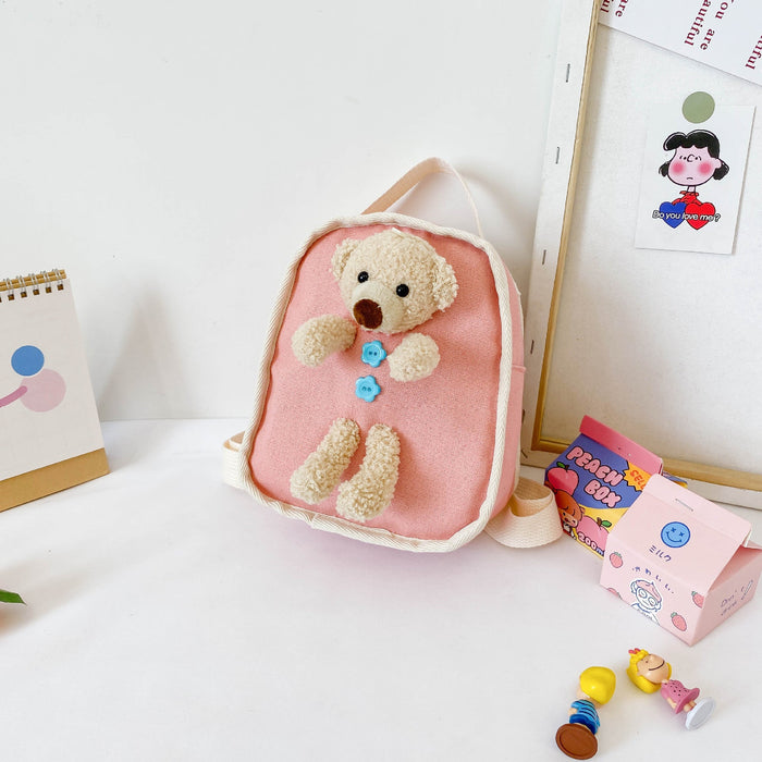 Wholesale cartoon bear canvas children's Backpack Bags JDC-BP-YZ001 Backpack Bags JoyasDeChina Bear pink Wholesale Jewelry JoyasDeChina Joyas De China