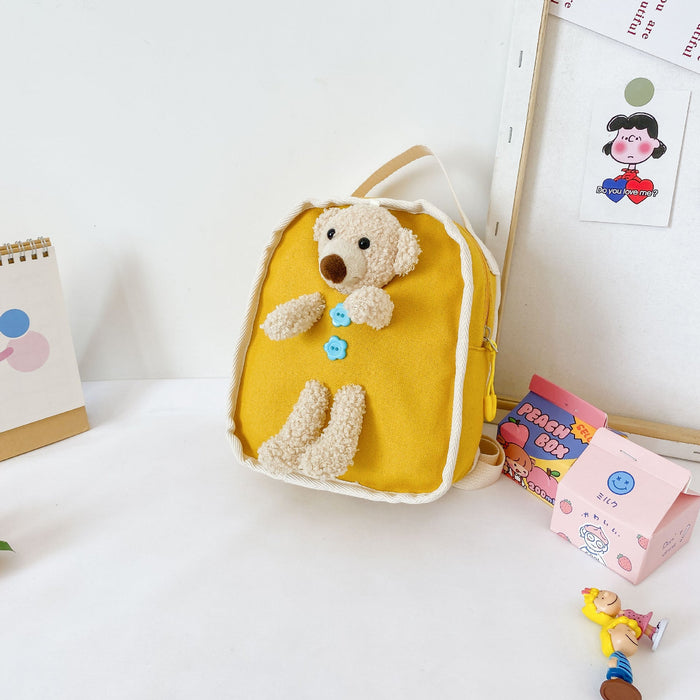 Wholesale cartoon bear canvas children's Backpack Bags JDC-BP-YZ001 Backpack Bags JoyasDeChina bear yellow Wholesale Jewelry JoyasDeChina Joyas De China