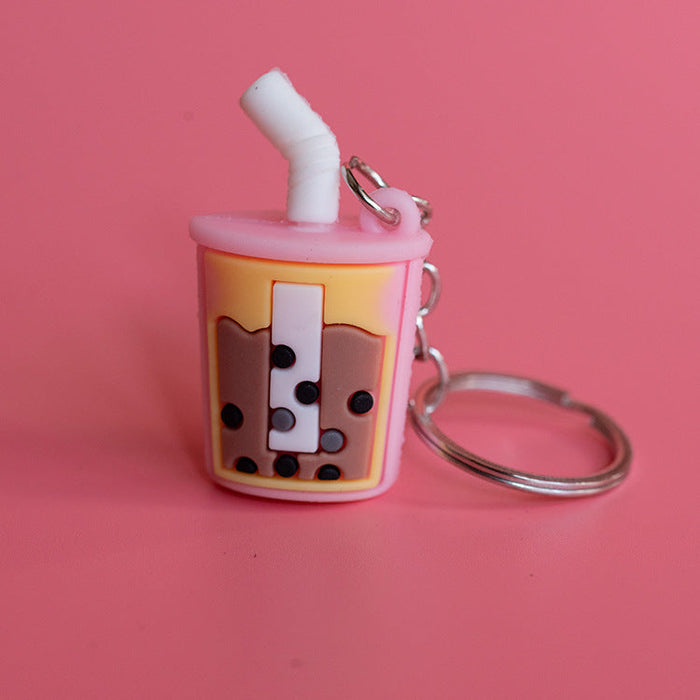 Wholesale cartoon beverage cup keychains JDC-KC-HTU012 Keychains 哈图 Pink single Wholesale Jewelry JoyasDeChina Joyas De China