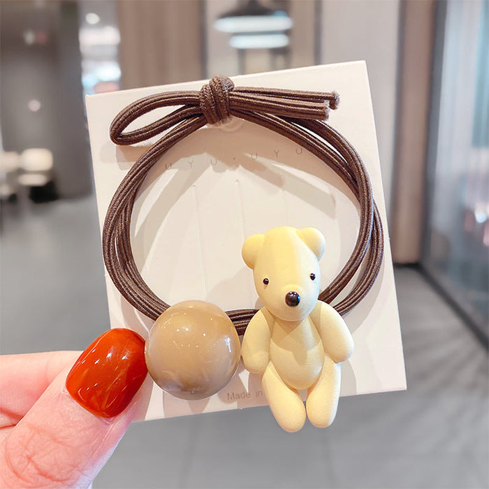 Wholesale cartoon flower bear hair rope JDC-HS-i302 Hair Scrunchies JoyasDeChina 4# white bear Wholesale Jewelry JoyasDeChina Joyas De China