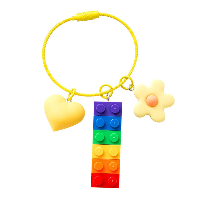 Wholesale Cartoon Love Flowers Plastic Rainbow Building Blocks Keychain JDC-KC-QiaM001 Keychains 恰美 Wholesale Jewelry JoyasDeChina Joyas De China