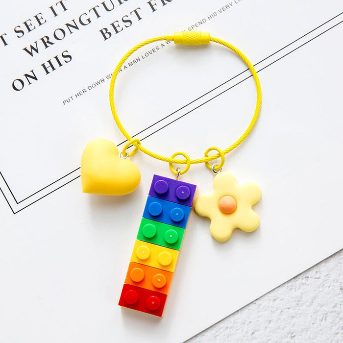 Wholesale Cartoon Love Flowers Plastic Rainbow Building Blocks Keychain JDC-KC-QiaM001 Keychains 恰美 Wholesale Jewelry JoyasDeChina Joyas De China