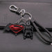 Wholesale cartoon metal Keychains JDC-KC-SH001 Keychains JoyasDeChina Red and black sign + Black Batman + black rope + LEATHER BUCKLE Wholesale Jewelry JoyasDeChina Joyas De China