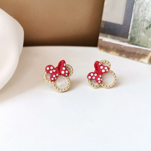 Wholesale cartoon mouse red polka dot bow earrings JDC-ES-HM001 Earrings JoyasDeChina Wholesale Jewelry JoyasDeChina Joyas De China