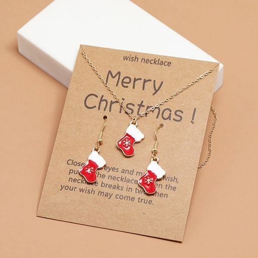 Wholesale cartoon oil dripping red boots Christmas Gift Earrings Necklace JDC-NE-KQ015 NECKLACE JoyasDeChina Wholesale Jewelry JoyasDeChina Joyas De China