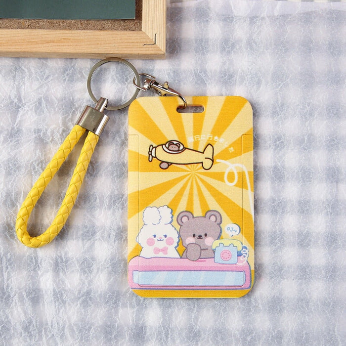 Wholesale Cartoon Plastic Card Holder PU Lanyard Keychain JDC-KC-Gangs003 Keychains 港升 bunny bear Wholesale Jewelry JoyasDeChina Joyas De China