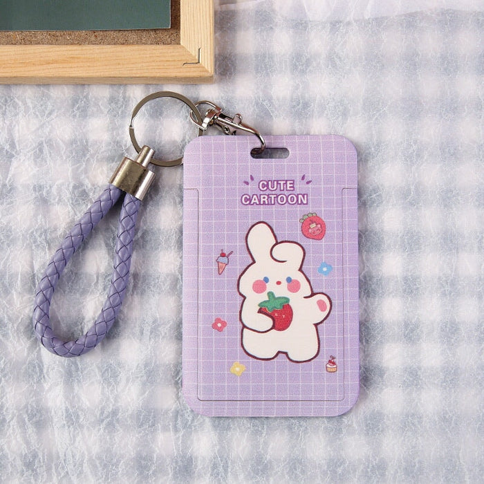 Wholesale Cartoon Plastic Card Holder PU Lanyard Keychain JDC-KC-Gangs003 Keychains 港升 strawberry bunny Wholesale Jewelry JoyasDeChina Joyas De China