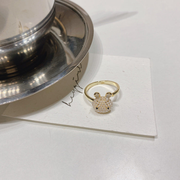 Wholesale Cartoon Rabbit Metal Pearl Ring JDC-RS-ZhiR001 Rings 芷蕊 Wholesale Jewelry JoyasDeChina Joyas De China