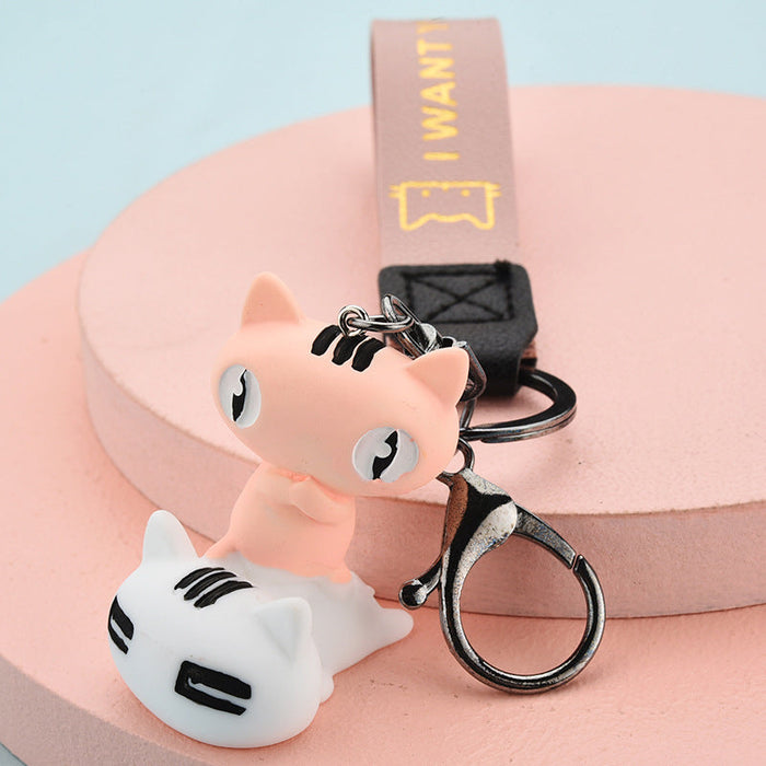 Wholesale Cartoon Resin Cat Metal Keychain JDC-KC-WS131 Keychains 围颂 pink OPP bag Wholesale Jewelry JoyasDeChina Joyas De China
