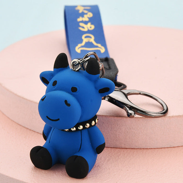 Wholesale Cartoon Resin Cow Keychain JDC-KC-WS132 Keychains 围颂 blue OPP bag Wholesale Jewelry JoyasDeChina Joyas De China
