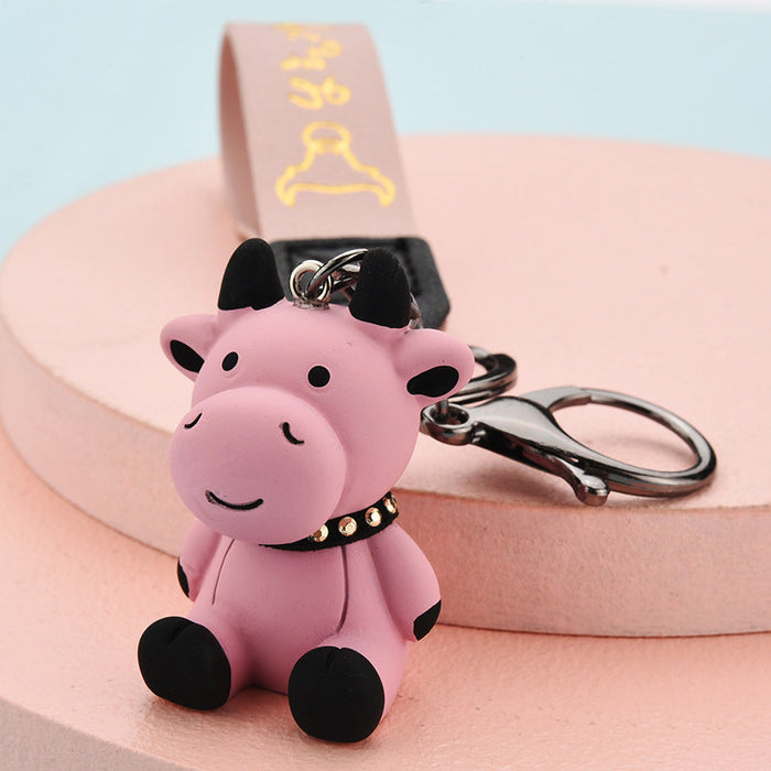 Wholesale Cartoon Resin Cow Keychain JDC-KC-WS132 Keychains 围颂 pink OPP bag Wholesale Jewelry JoyasDeChina Joyas De China