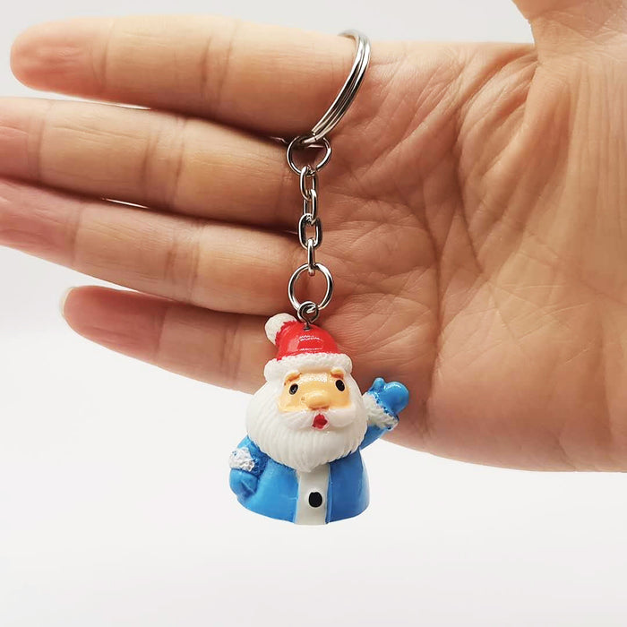 Wholesale cartoon Santa Claus Christmas resin keychain JDC-KC-YY141 Keychains 围颂 blue Wholesale Jewelry JoyasDeChina Joyas De China
