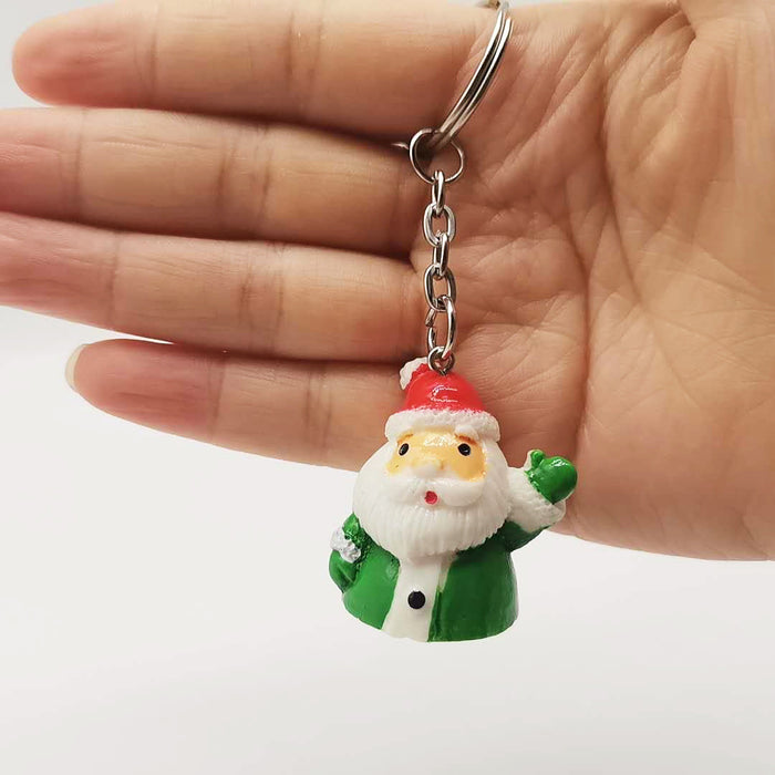 Wholesale cartoon Santa Claus Christmas resin keychain JDC-KC-YY141 Keychains 围颂 green Wholesale Jewelry JoyasDeChina Joyas De China