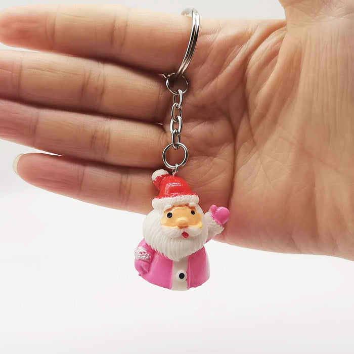 Wholesale cartoon Santa Claus Christmas resin keychain JDC-KC-YY141 Keychains 围颂 pink Wholesale Jewelry JoyasDeChina Joyas De China