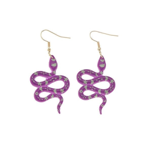 Wholesale Cartoon Snake Purple Metal Earrings JDC-ES-NZ057 Earrings 奈珠 Wholesale Jewelry JoyasDeChina Joyas De China