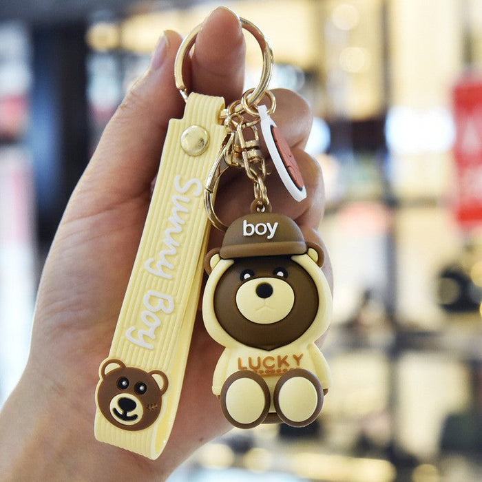 Wholesale cartoon soft rubber metal bear keychains JDC-KC-WS034 Keychains 围颂 beige Wholesale Jewelry JoyasDeChina Joyas De China