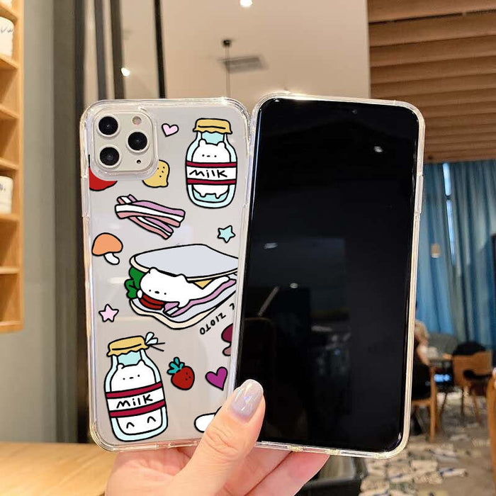 Wholesale cartoon sticker mobile phone case for iphone12promax transparent protective case JDC-PC-KEX010 Phone Cases 科讯 Wholesale Jewelry JoyasDeChina Joyas De China