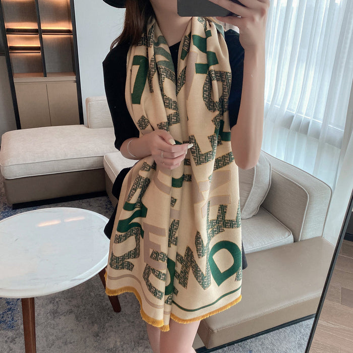 Wholesale cashmere thick scarf in autumn and winter JDC-SF-SL031 scarf JoyasDeChina green 180 Wholesale Jewelry JoyasDeChina Joyas De China