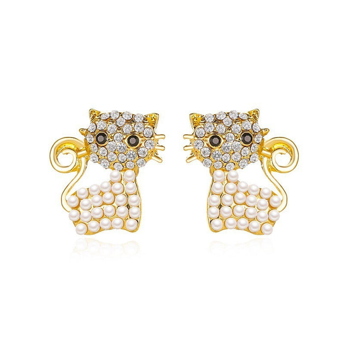 Wholesale cat pearl earrings JDC-ES-D558 Earrings JoyasDeChina 01KCgold Wholesale Jewelry JoyasDeChina Joyas De China