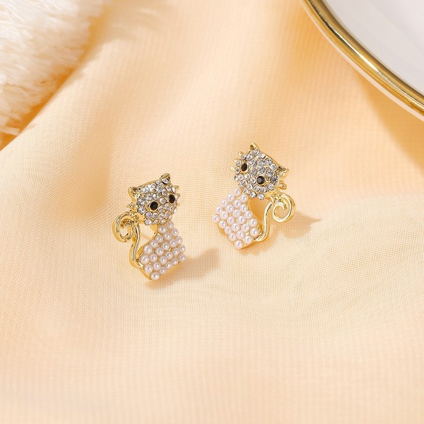 Wholesale cat pearl earrings JDC-ES-D558 Earrings JoyasDeChina Wholesale Jewelry JoyasDeChina Joyas De China