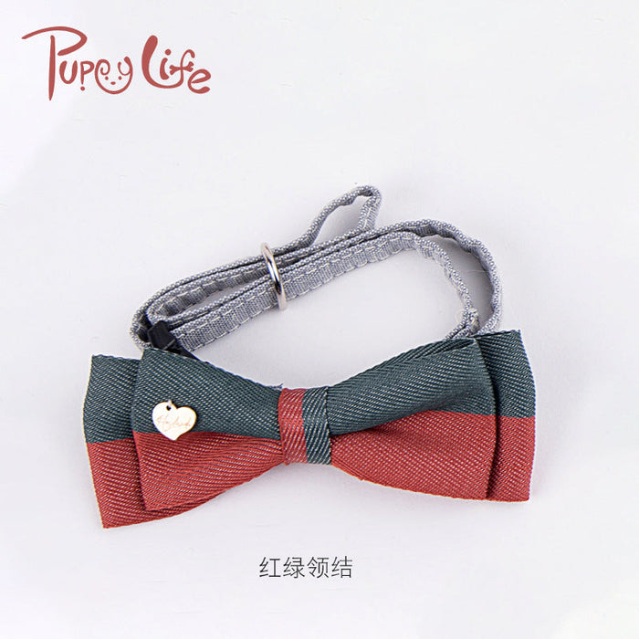Wholesale cat polyester bow tie Pet Decor pack of 2 JDC-PD-FP014 Pet Decor 沣沛 red green MINIMUM 2 29-34cm Wholesale Jewelry JoyasDeChina Joyas De China