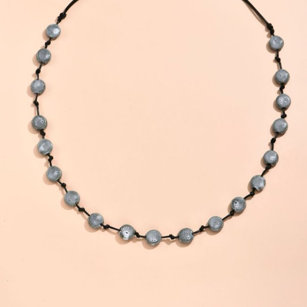 Wholesale ceramic long necklace JDC-NE-MiMeng003 NECKLACE 米萌 gray Wholesale Jewelry JoyasDeChina Joyas De China