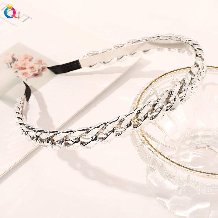 Wholesale chain alloy braided headband JDC-HD-GSQY010 Headband JoyasDeChina thin side silver Wholesale Jewelry JoyasDeChina Joyas De China