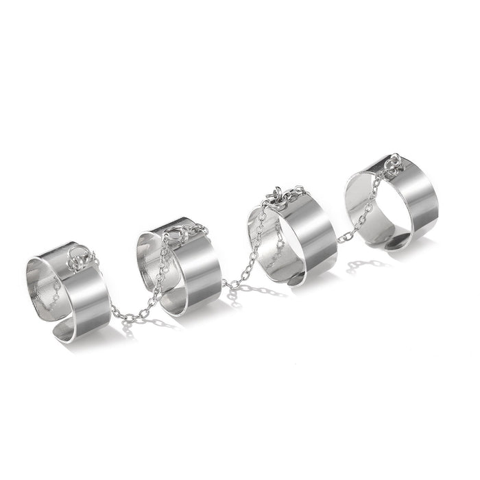 Wholesale chain two finger siamese cross key lock open alloy ring JDC-RS-F080 Rings 韩之尚 53598 alloy Wholesale Jewelry JoyasDeChina Joyas De China
