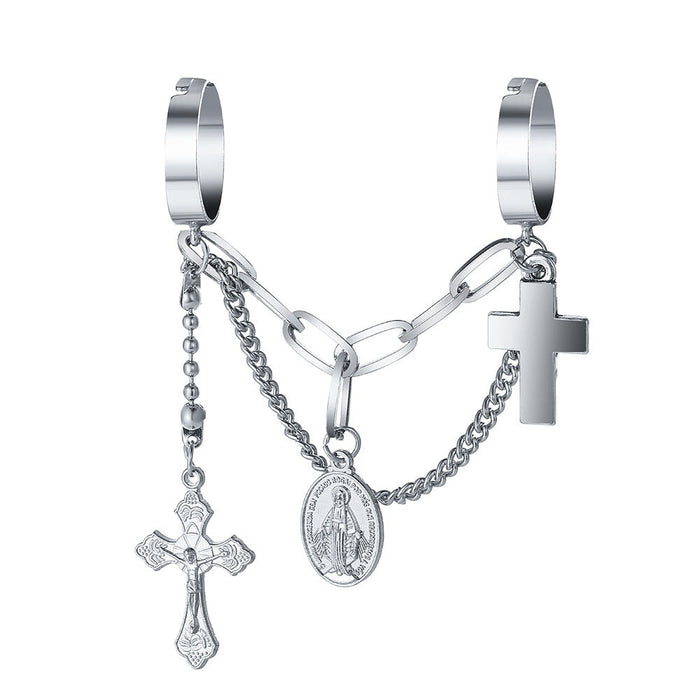 Wholesale chain two finger siamese cross key lock open alloy ring JDC-RS-F080 Rings 韩之尚 55060 alloy Wholesale Jewelry JoyasDeChina Joyas De China