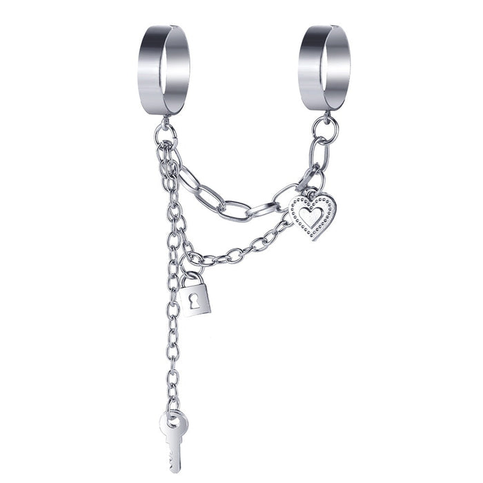 Wholesale chain two finger siamese cross key lock open alloy ring JDC-RS-F080 Rings 韩之尚 5518801 alloy Wholesale Jewelry JoyasDeChina Joyas De China