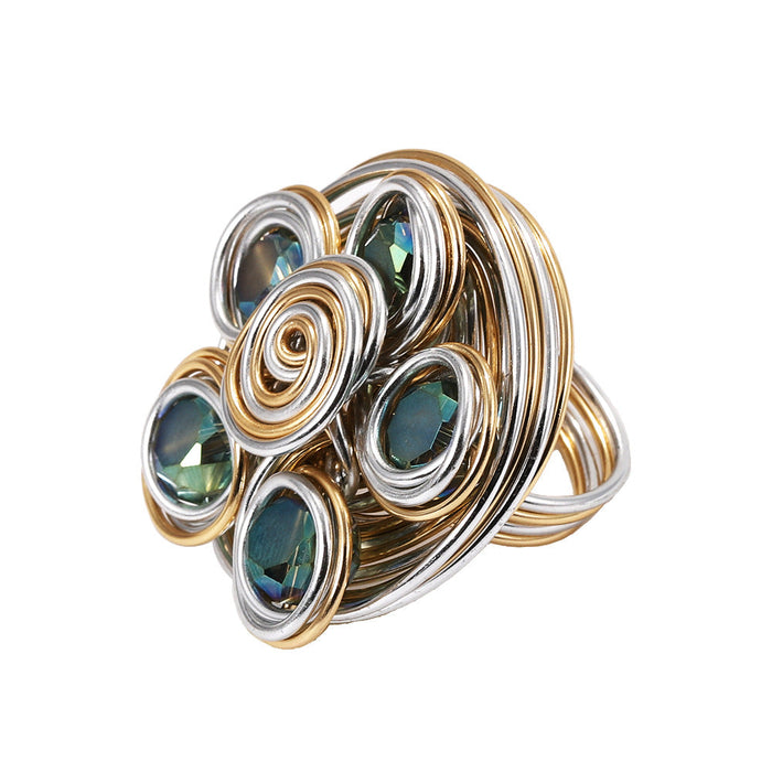 Wholesale Charm Vintage Gemstone alloy Rings JDC-RS-JQ018 Rings 佳琪 Emerald green Number 7 Wholesale Jewelry JoyasDeChina Joyas De China