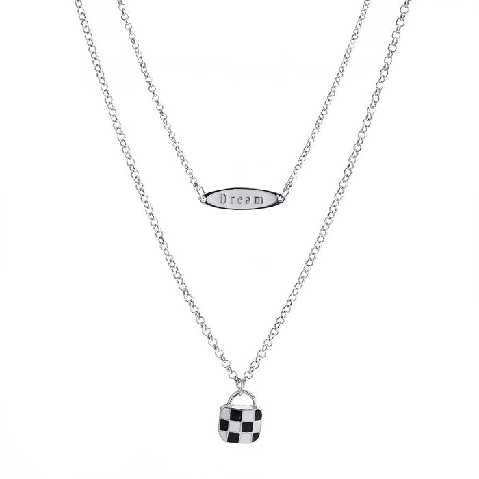 Wholesale checkerboard alloy necklaces JDC-NE-A101 Necklaces 妙雅 1 Wholesale Jewelry JoyasDeChina Joyas De China