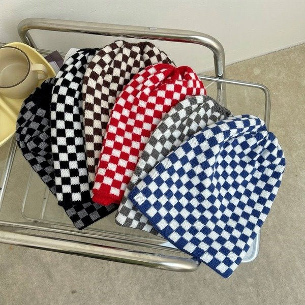 Wholesale checkerboard lattice woolen hat JDC-FH-NLS023 Fashionhat 倪罗诗 Wholesale Jewelry JoyasDeChina Joyas De China