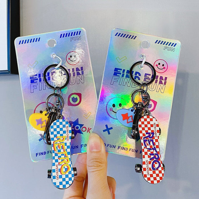 Wholesale Checkerboard Skateboard Alloy Keychain Random One JDC-KC-JiaG001 Keychains 嘉果 Wholesale Jewelry JoyasDeChina Joyas De China