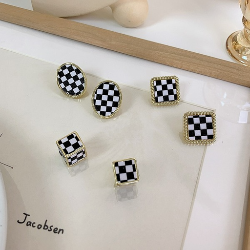 Wholesale checkerboard square round earrings JDC-ES-W371 Earrings JoyasDeChina Wholesale Jewelry JoyasDeChina Joyas De China