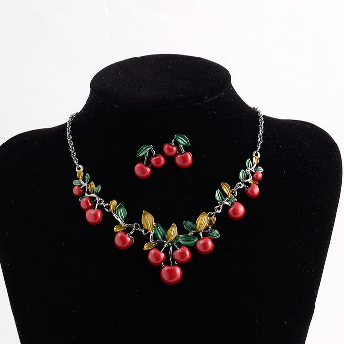 Wholesale Cherry Alloy Necklace Earrings Set JDC-NE-Chuangj008 Necklaces 创爵 Wholesale Jewelry JoyasDeChina Joyas De China