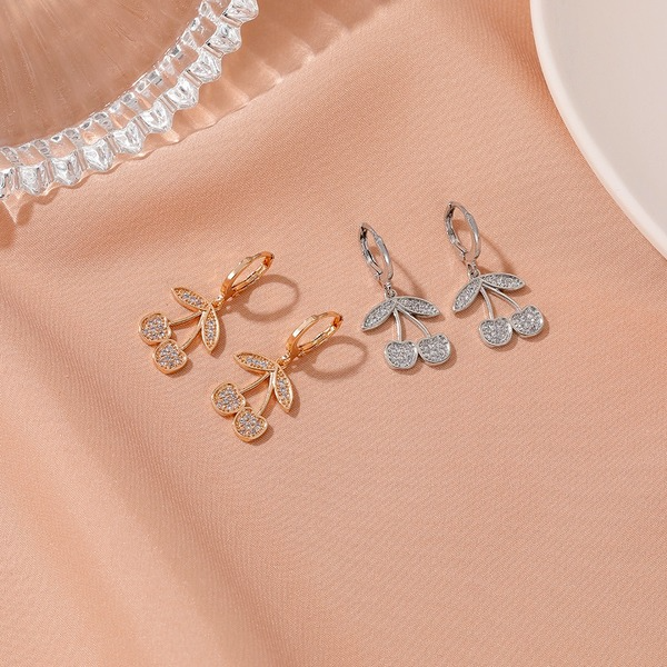 Wholesale cherry-encrusted diamond earrings JDC-ES-D546 Earrings JoyasDeChina Wholesale Jewelry JoyasDeChina Joyas De China