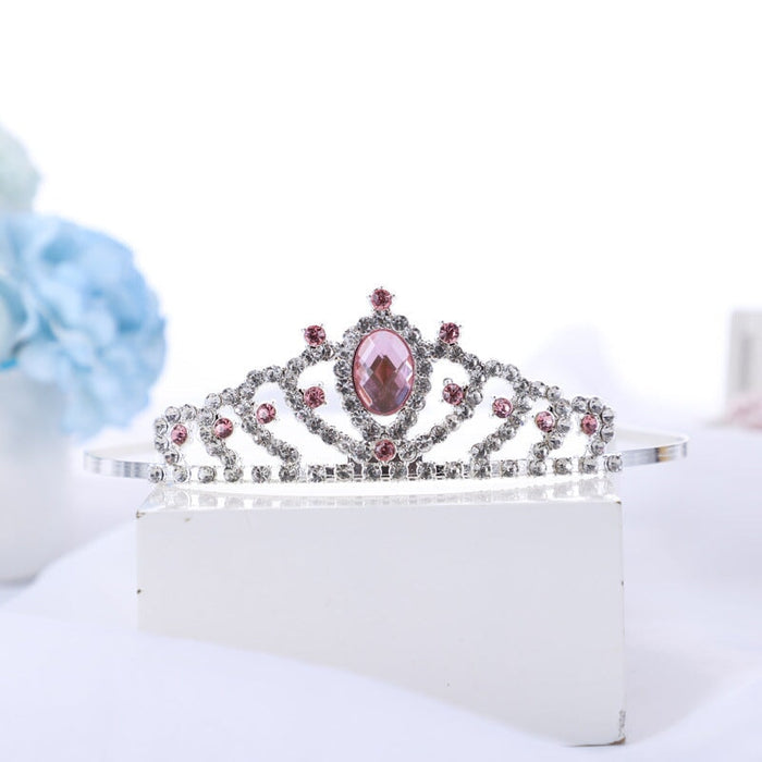 Wholesale Children Crown White Crystal Alloy Headband JDC-HD-hongh004 Headband 宏宏 pink Wholesale Jewelry JoyasDeChina Joyas De China